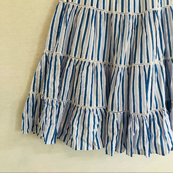 J Crew Blue Striped Cotton Tiered Skirt NWT XXSP - Picture 4 of 9
